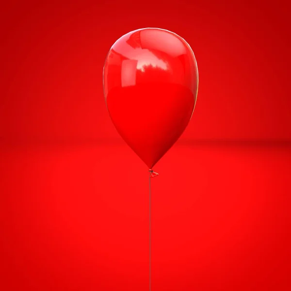 Balão Vermelho Com Fundo Branco — Fotografia de Stock