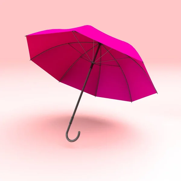 Rosa Regenschirm Auf Violettem Hintergrund Darstellung — Stockfoto