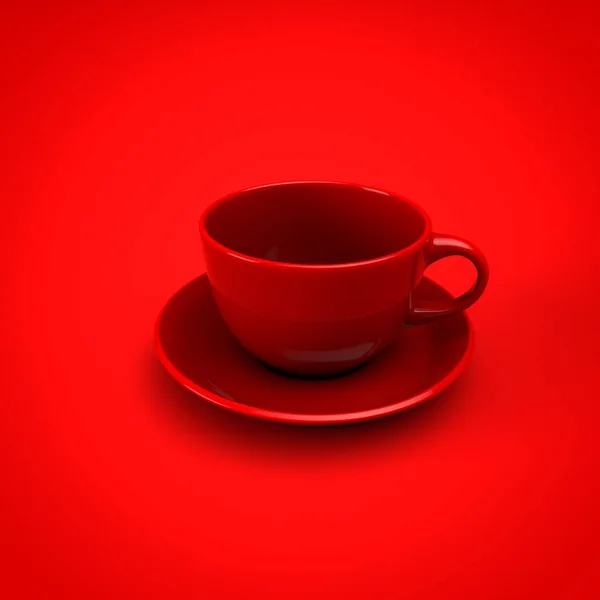 Xícara Café Vermelho Fundo Branco — Fotografia de Stock