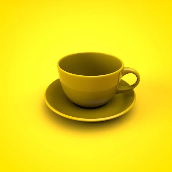 Taza Café Sobre Fondo Amarillo — Foto de Stock