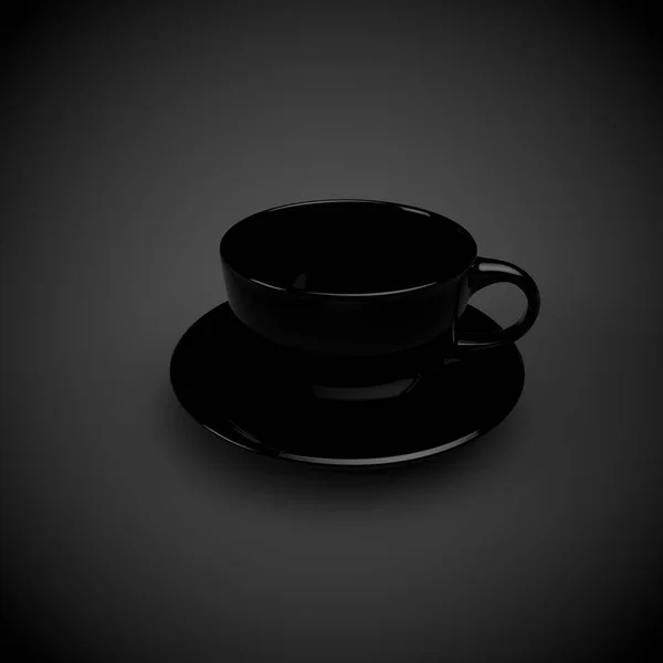 Taza Café Negro Sobre Fondo Oscuro Ilustración — Foto de Stock
