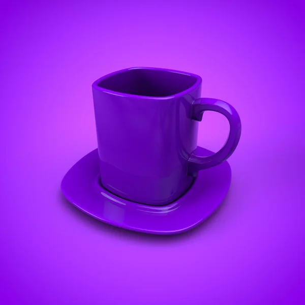 ピンクの背景にコーヒーの白いカップ 3Dイラスト — ストック写真