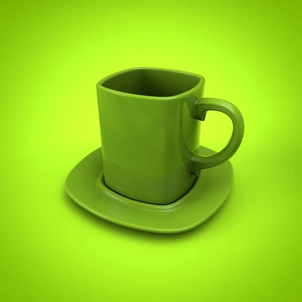 Xícara Chá Verde Isolado Fundo Branco Ilustração — Fotografia de Stock
