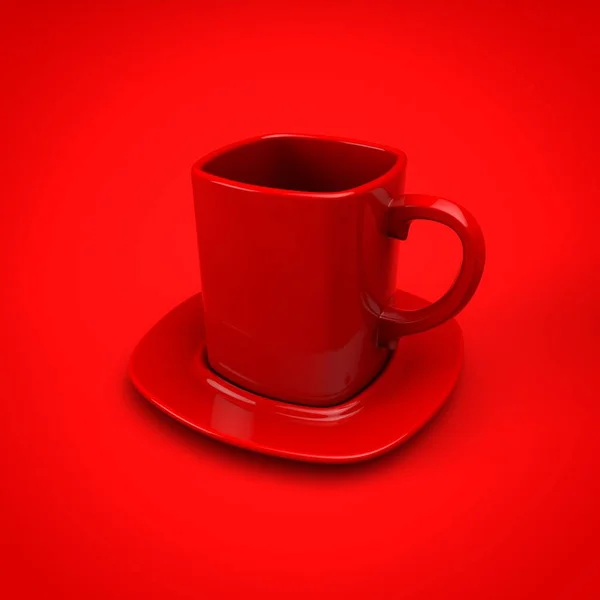 白い背景にコーヒーの赤いカップ — ストック写真