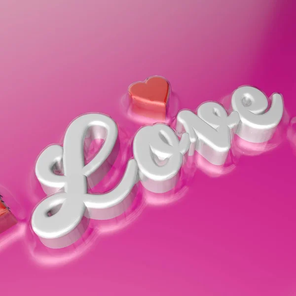 Isolated letter LOVE from red heart helium with bright reflections on pink background. 3d rendering.
