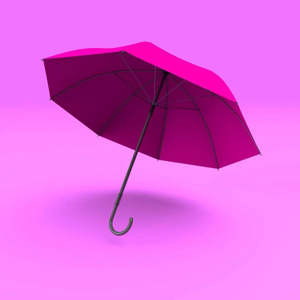 Rosa Regenschirm Auf Violettem Hintergrund Darstellung — Stockfoto