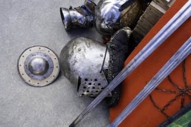 Detail of ancient medieval weapons, war and crime