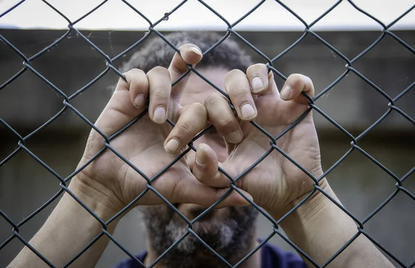 Detalle Del Hombre Prisionero Capturado Cárcel — Foto de Stock