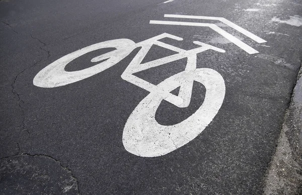Деталь Дорожного Знака Велосипедистов Городе Спорт Транспорт Уважением Окружающей Среде — стоковое фото