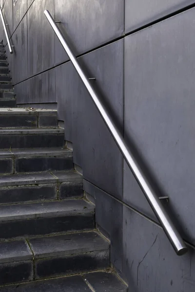 Detalle Moderna Escalera Exterior Ciudad Decorada Con Piedra Natural —  Fotos de Stock