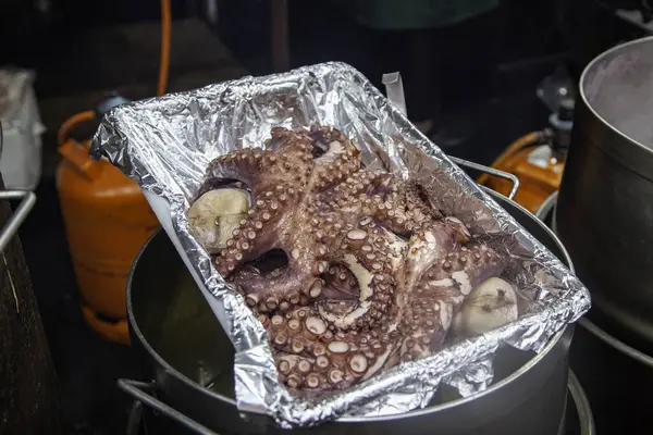 Detail of cooked octopus typical of Spain, typical and healthy food