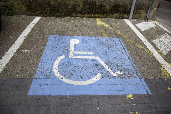 Detail of sign for disabled people, aids for the sick