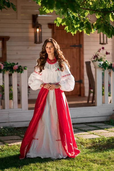 Ukrainian Young Girl Traditional National Folk Women Costume Ukraine Independent — Stock Photo, Image