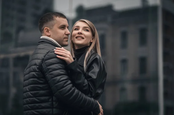 Ein Verliebtes Paar Der Zentralen Metropole Der Ukraine Liebesgeschichte Vor — Stockfoto