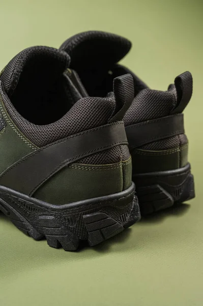 Sneakers Militari Sfondo Verde Scarpe Militari Kaki — Foto Stock