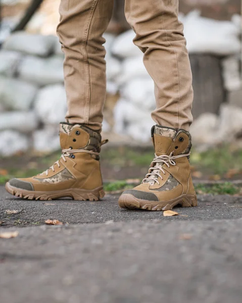 Leather Waterproof Boots Military Demi Season High Boots Khaki Color Stock  Photo by ©fly_wish 630978032