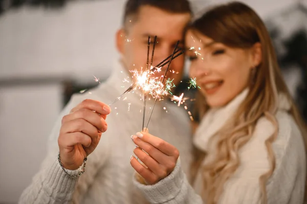 A couple in love welcomes the New Year