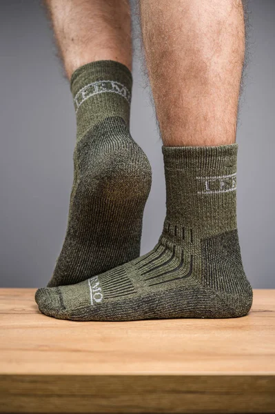 Dark green thermal socks. Winter socks for military men