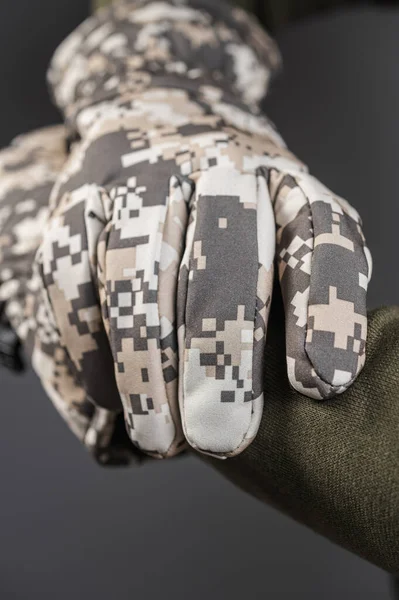 Camouflage Tactical Gloves Khaki Tactical Gloves Stock Photo