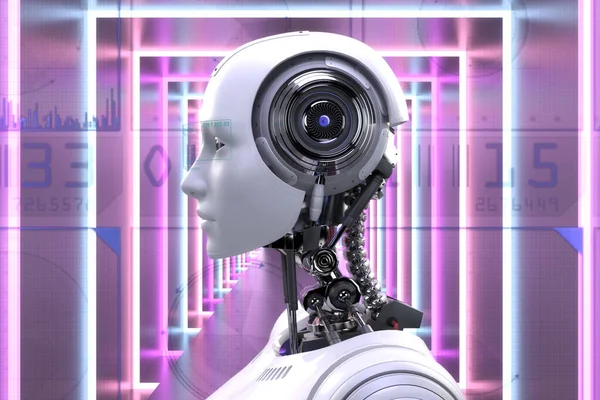 Ilustración Artística Cyborg Con Inteligencia Artificial —  Fotos de Stock