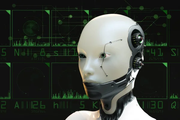 Illustrazione Artistica Cyborg Con Intelligenza Artificiale — Foto Stock