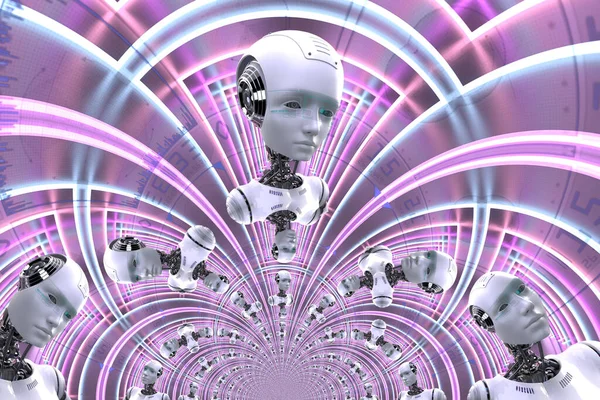 Umělecká Ilustrace Kyborga Umělou Inteligencí — Stock fotografie