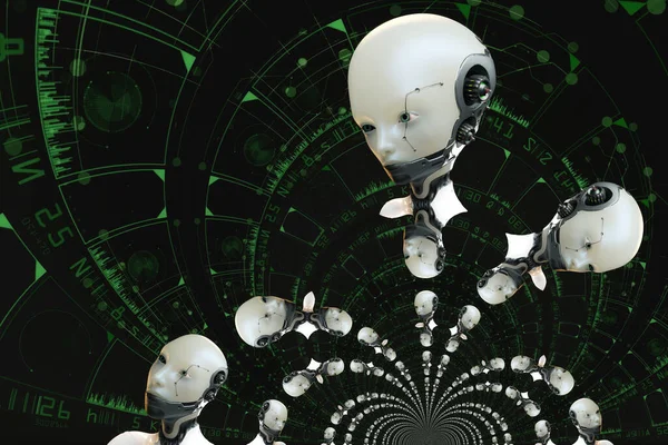 Konstnärlig Illustration Cyborg Med Artificiell Intelligenc — Stockfoto