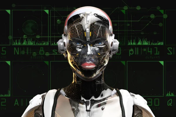 Ilustração Artística Cyborg Com Intelligenc Artificial — Fotografia de Stock