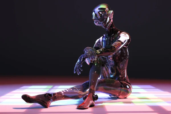Καλλιτεχνική Τρισδιάστατη Απεικόνιση Ενός Cyborg Τεχνητή Νοημοσύνη — Φωτογραφία Αρχείου