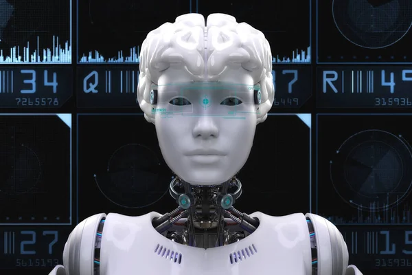 Illustrazione Artistica Robot Con Intelligenza Artificiale — Foto Stock
