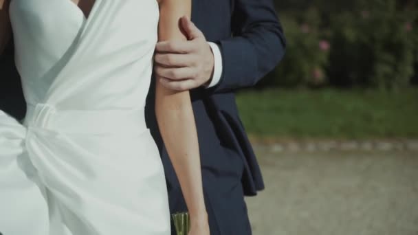 新郎はそっと花嫁の腕に触れます 高品質4K映像 — ストック動画