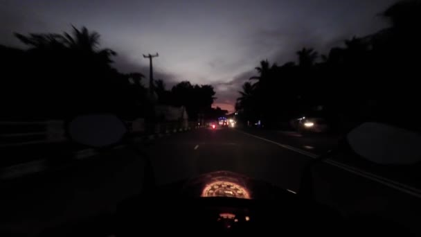 Шрі Ланка Нічна Вулиця Мотоциклі Кадри Високої Якості — стокове відео