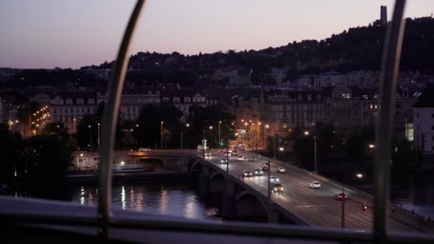 Nattutsikt Från Balkongen Vägen Högkvalitativ Film — Stockvideo
