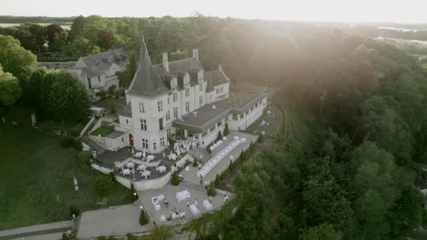 Vedere Aeriană Unui Castel Francez Loc Nuntă Imagini Înaltă Calitate — Videoclip de stoc