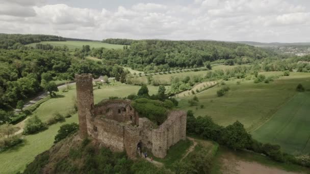Blick Aus Der Luft Auf Die Verlassene Burg Europa Hochwertiges — Stockvideo