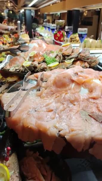Рибний День Одному Ятизіркових Ресторанів Туреччини Велика Кількість Риби Риби — стокове відео
