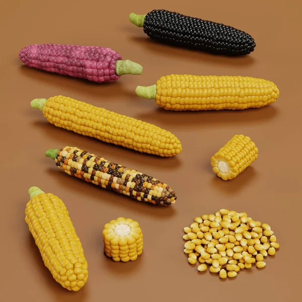 Realistyczny Render Kolekcji Kukurydzy — Zdjęcie stockowe