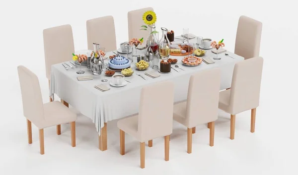 Realistic Render Party Table — Stock Photo, Image