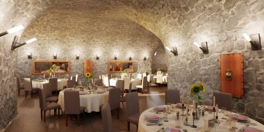 Hücre Restoranının Gerçekçi 3B Hazırlaması