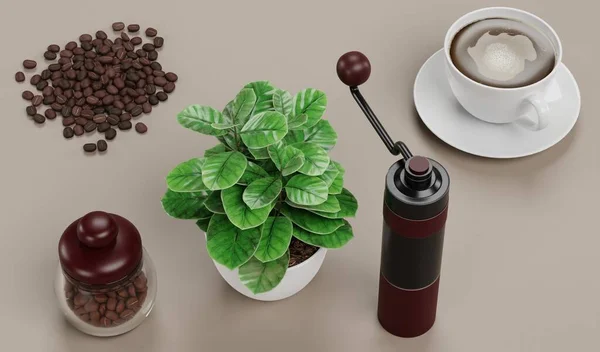 Realistic 3D Render of Coffee Set