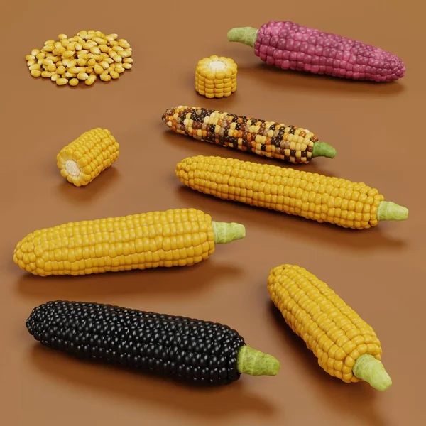 Pencitraan Realistik Koleksi Corns — Stok Foto