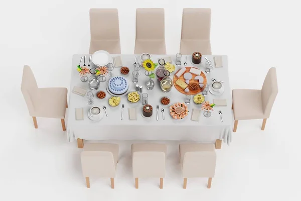 Realistic 3D Render of Party Table