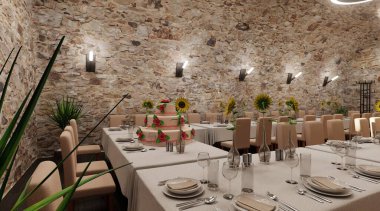 Hücre Restoranının Gerçekçi 3B Hazırlaması