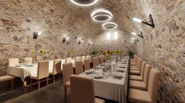 Hücre Restoranının Gerçekçi 3B Hazırlaması