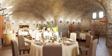 Hücre Restoranının Gerçekçi 3B Hazırlaması