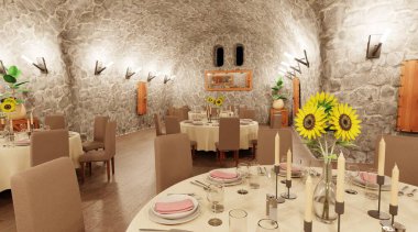Hücre Restoranının Gerçekçi 3B Hazırlaması