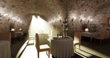 Hücre Restoranının Gerçekçi 3B Hazırlaması