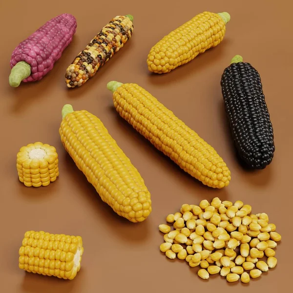Realistic Render Corns Collection — Stock Photo, Image