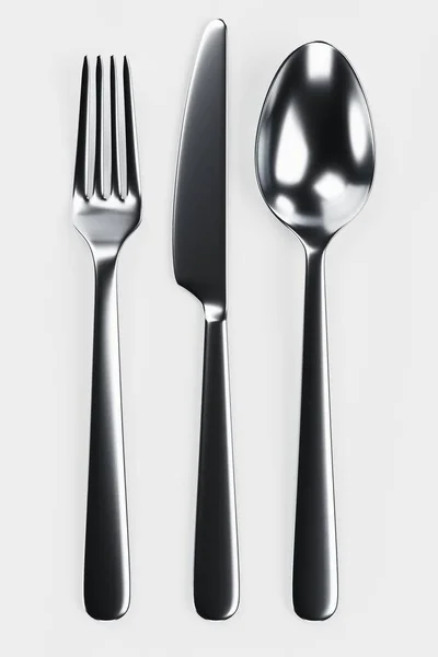 Realistic Render Cutlery Set — Stock Photo, Image