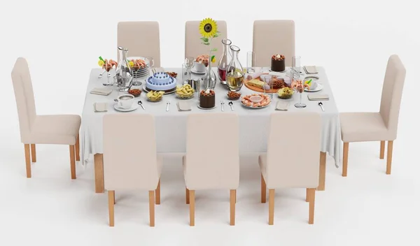 Realistic Render Party Table — Stock Photo, Image